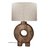 TABLE LAMP EDUSA COIN BIG MANGO WOOD BROWN - TABLE LAMPS